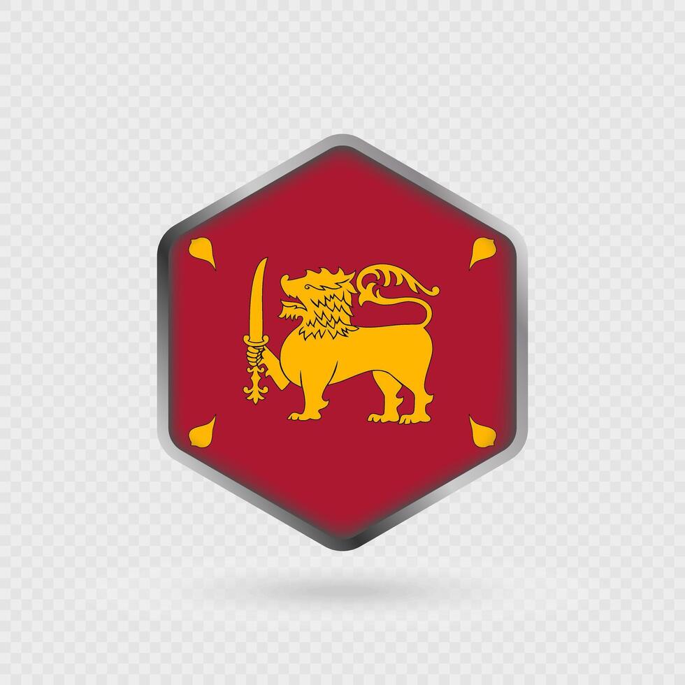 Sri Lanka Flag Icon in Hexagon Shape. vector