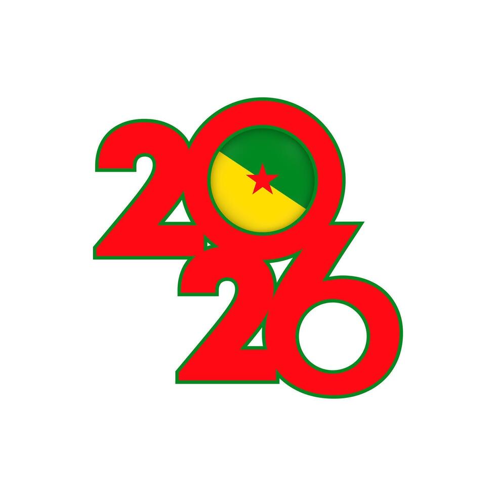 2026 banner with French Guiana flag inside. vector