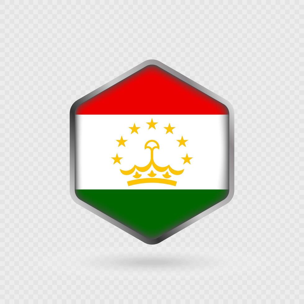 Tajikistan Flag Icon in Hexagon Shape. vector