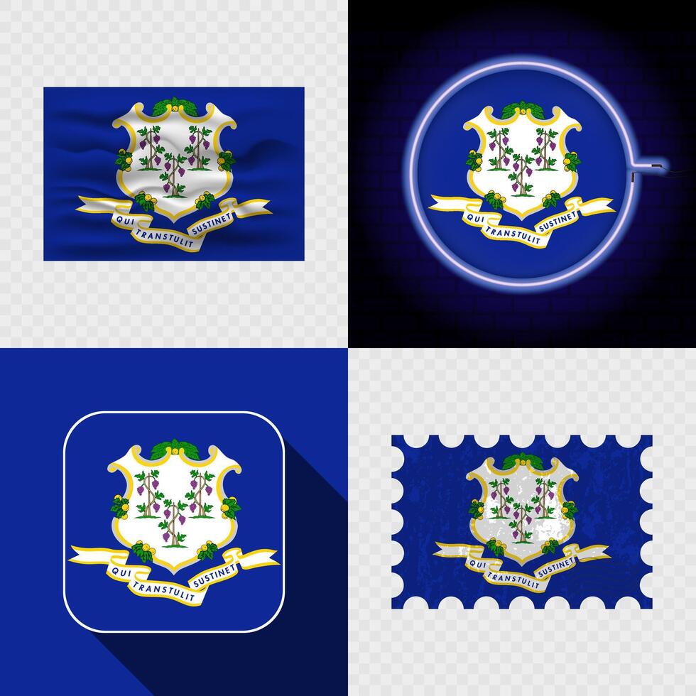 Connecticut state flag variations and designs vector