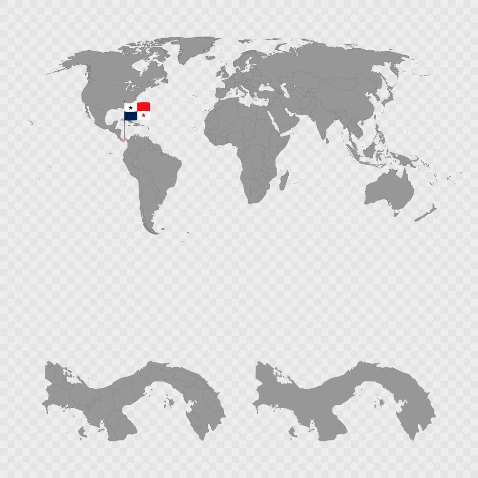 Panama Map Set with World Location. vector
