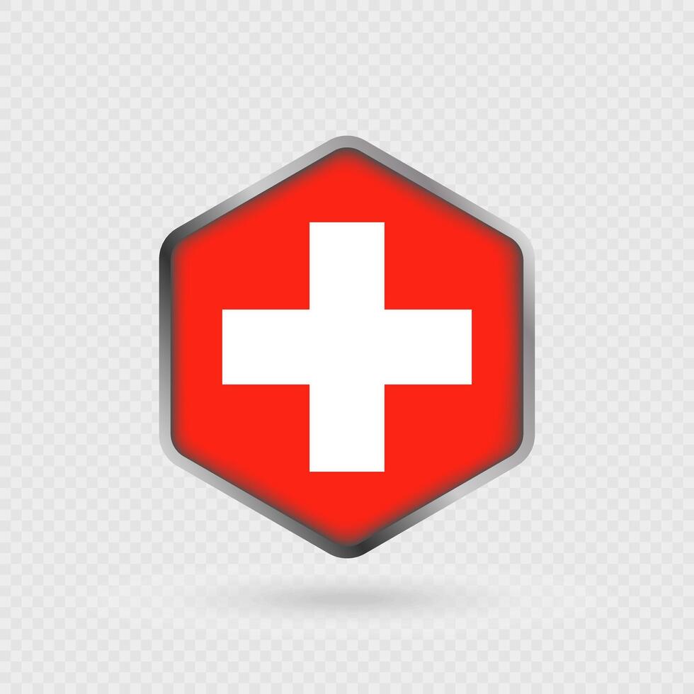 Switzerland Flag Icon in Hexagon Shape. vector