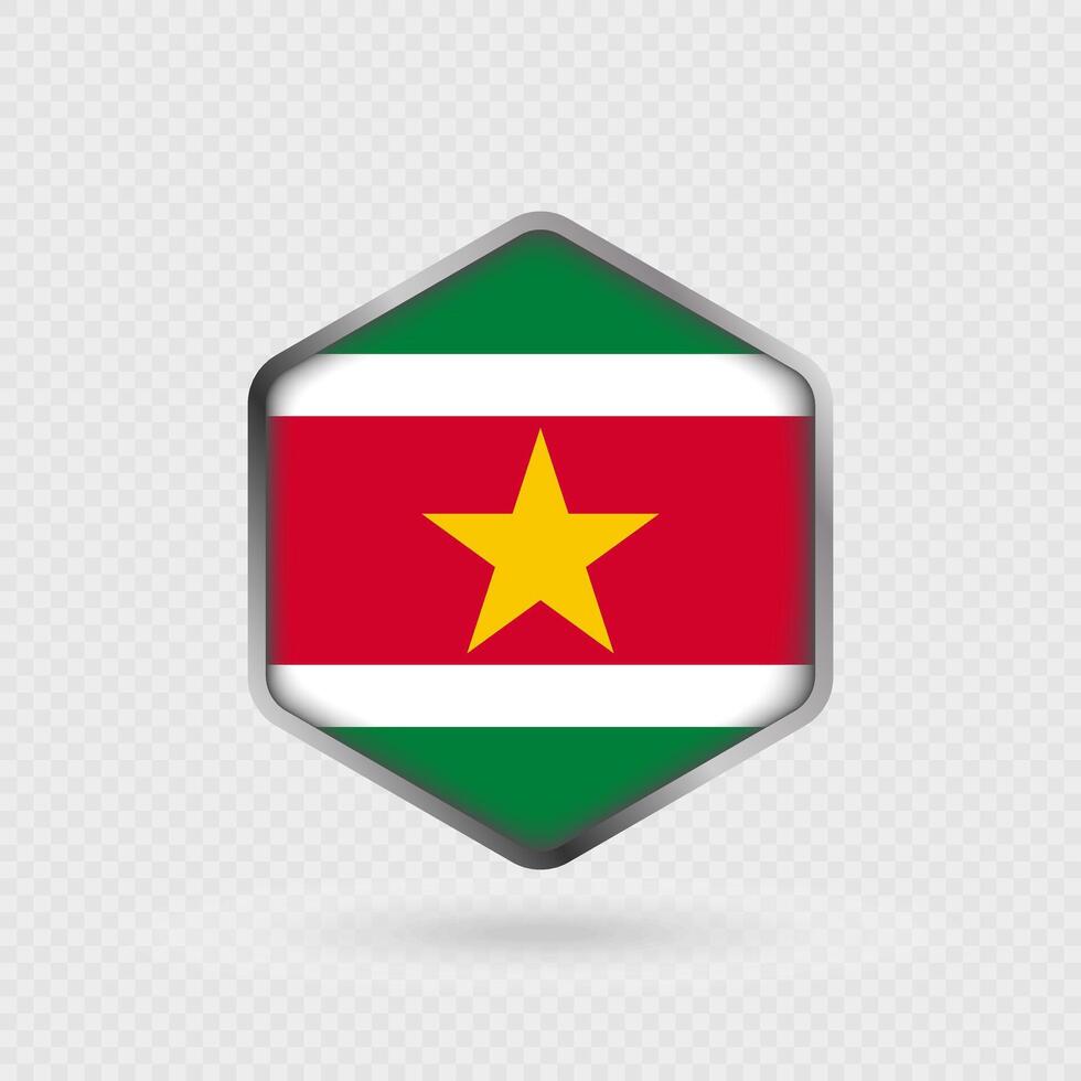Suriname Flag Icon in Hexagon Shape. vector