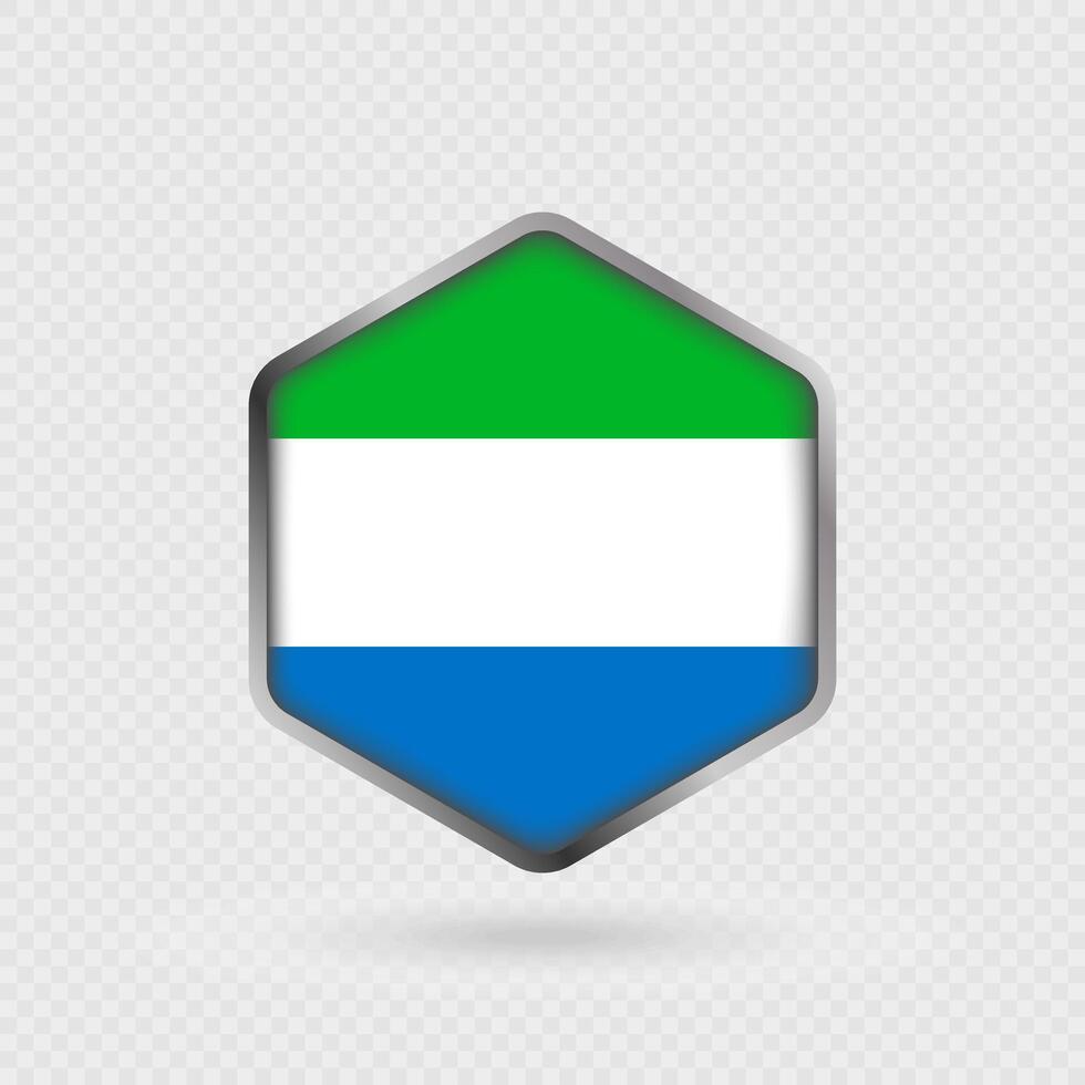 Sierra Leone Flag Icon in Hexagon Shape. vector