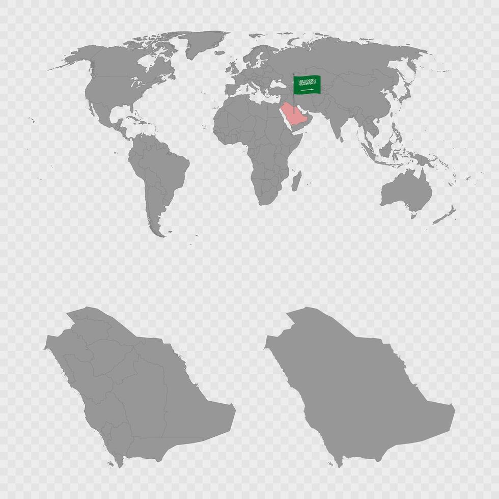 Saudi Arabia Map Set with World Location. vector