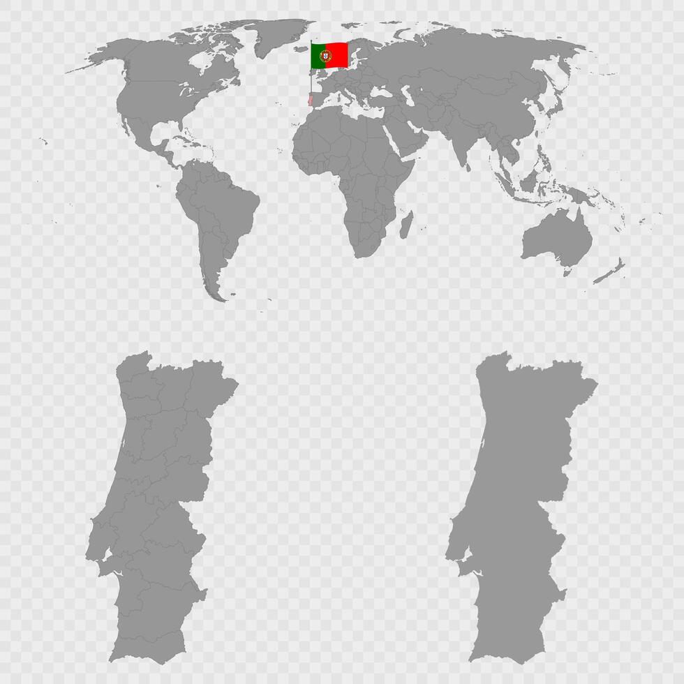 Portugal Map Set with World Location. vector