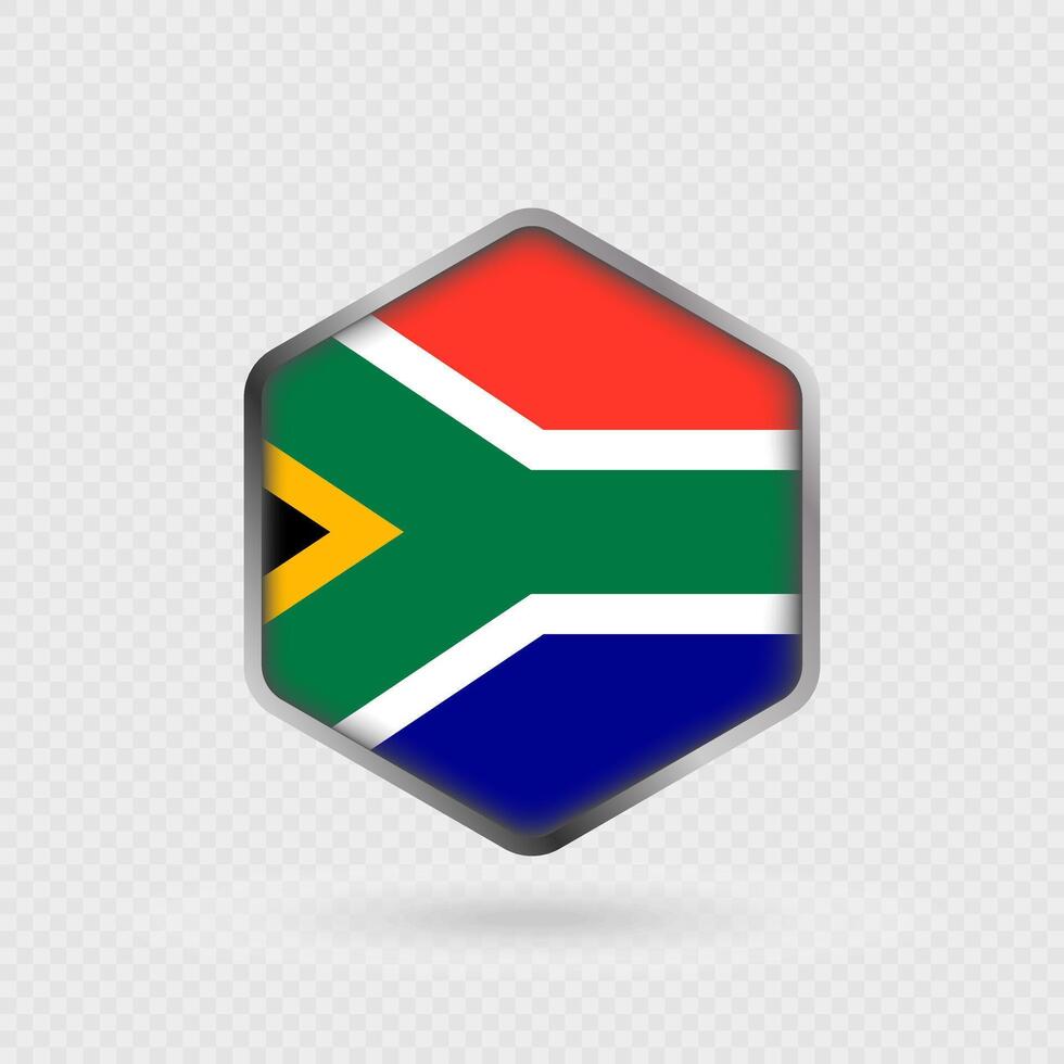 South Africa Flag Icon in Hexagon Shape. vector