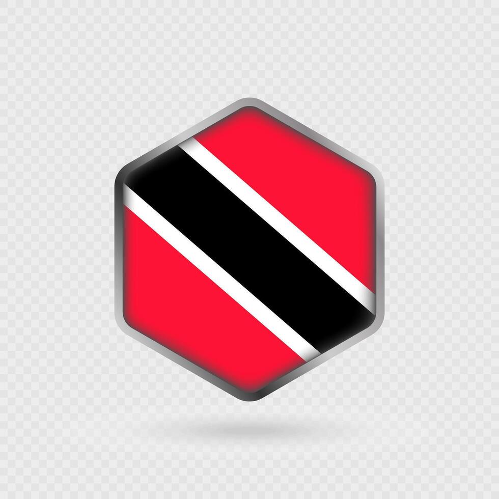 Trinidad and Tobago Flag Icon in Hexagon Shape. vector