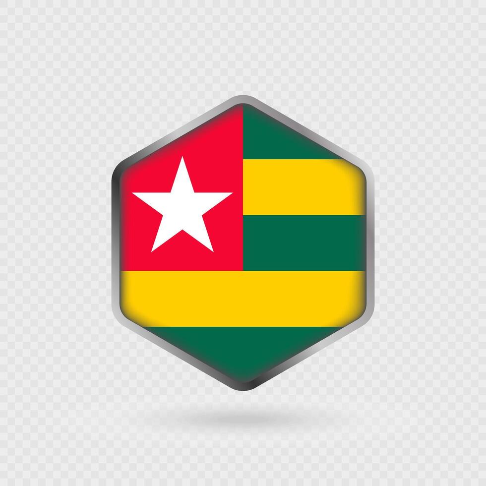 Togo Flag Icon in Hexagon Shape. vector