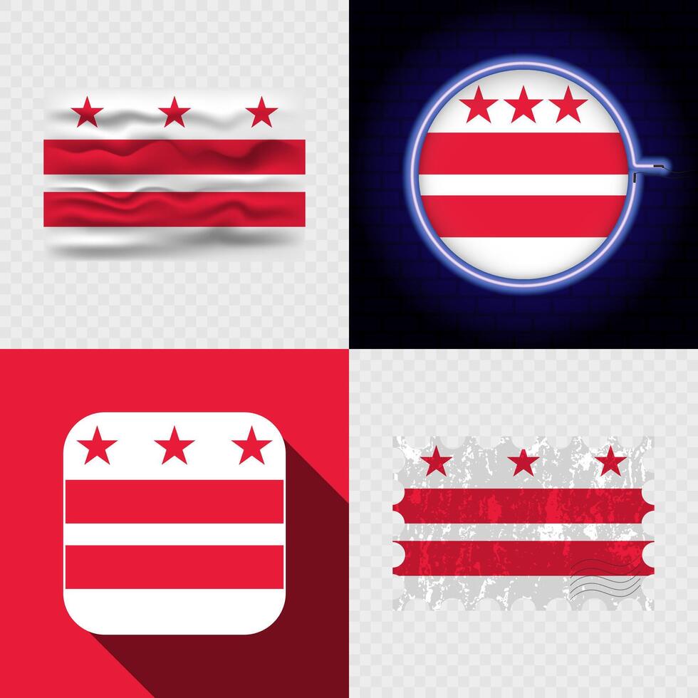 Washington D.C. flag design variations vector