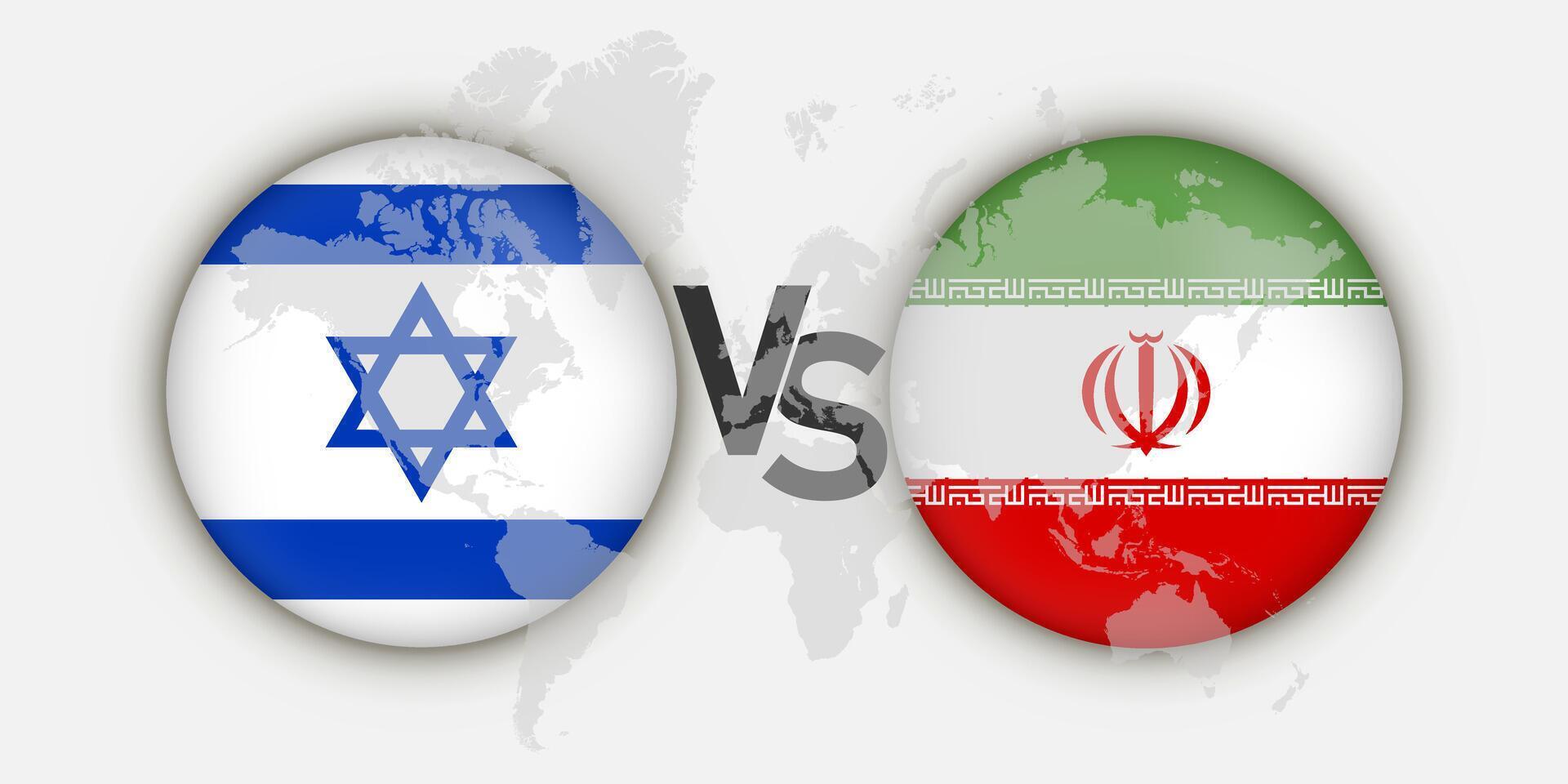Israel and Iran flags comparison vector