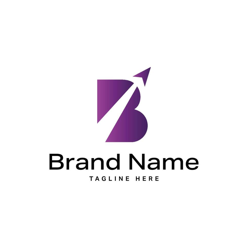 Letter B Arrow grow Up Logo Growth and Progress Gradient top vector