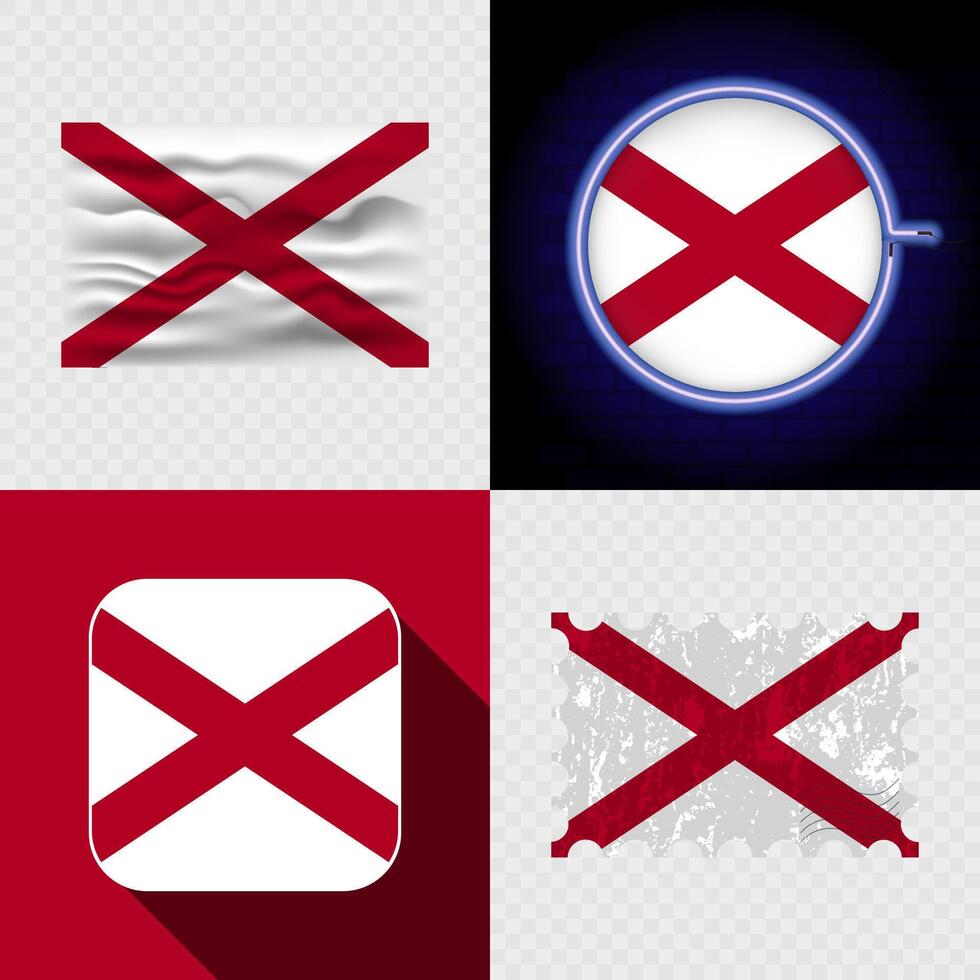 Alabama state flag designs mockups vector