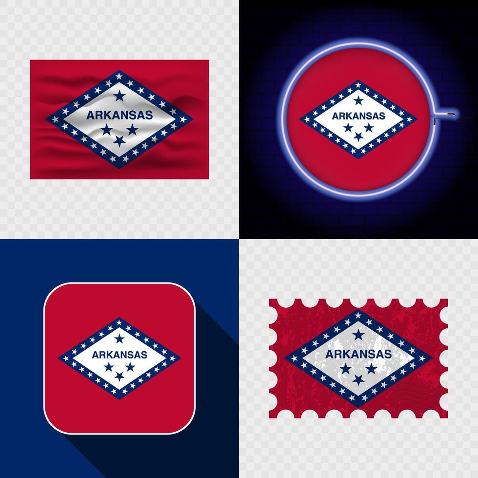 Creative Arkansas Flag Icon Set Collection. vector