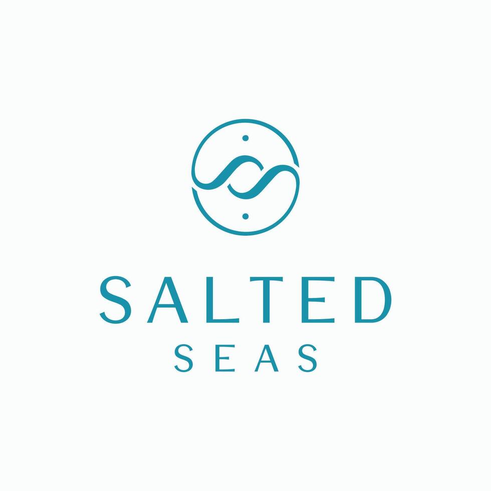 Salted Seas Minimalist Ocean Inspired Wave Logo vector