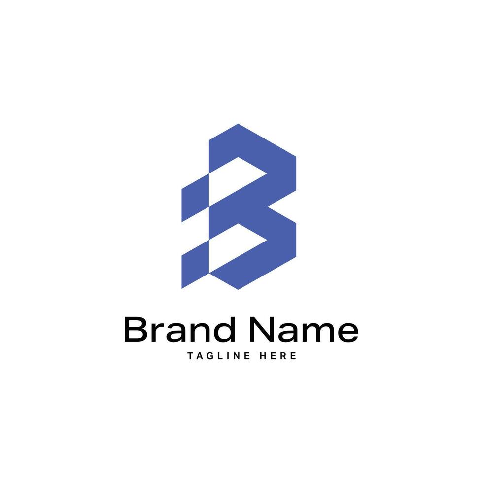 Modern Letter B Logo Flat Geometric Tech Symbol vector