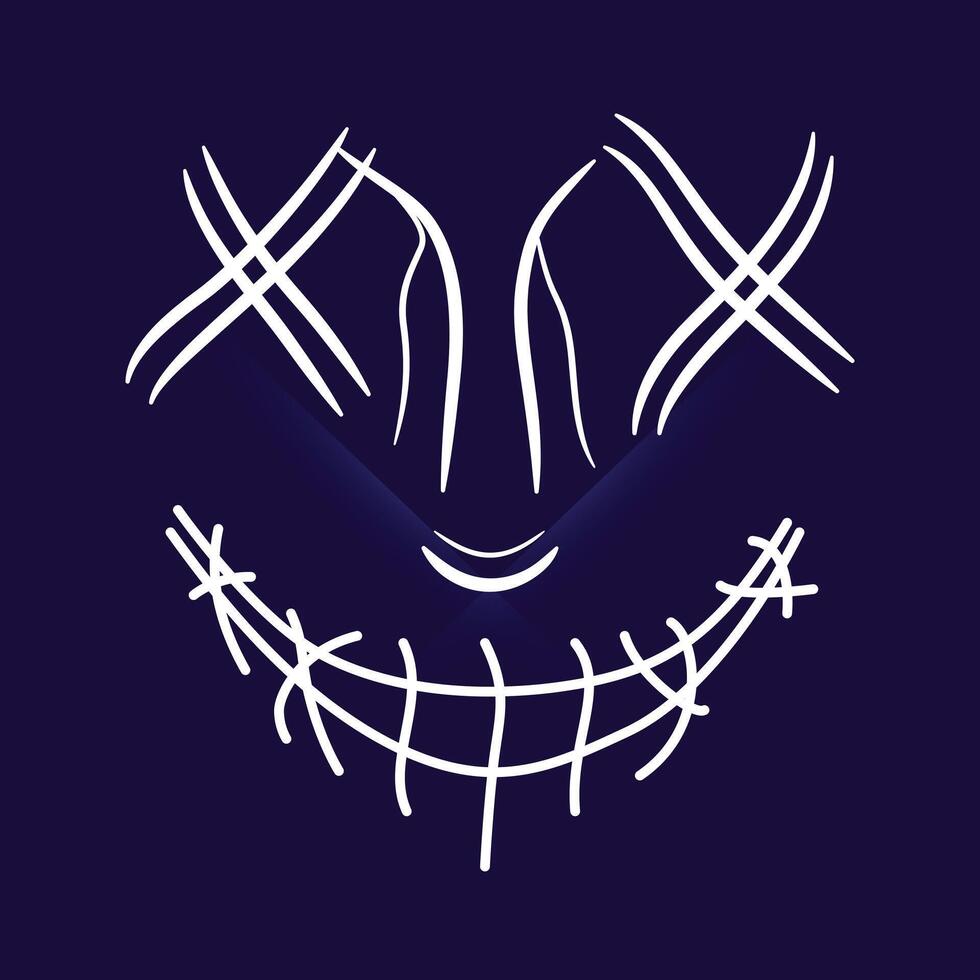 Horror mask shape design art with navy blue background vector