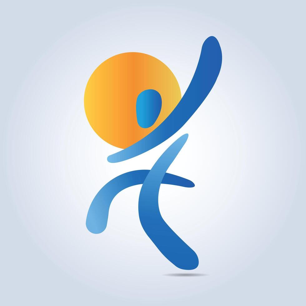 Human logo, sport logo with blue gradient vector