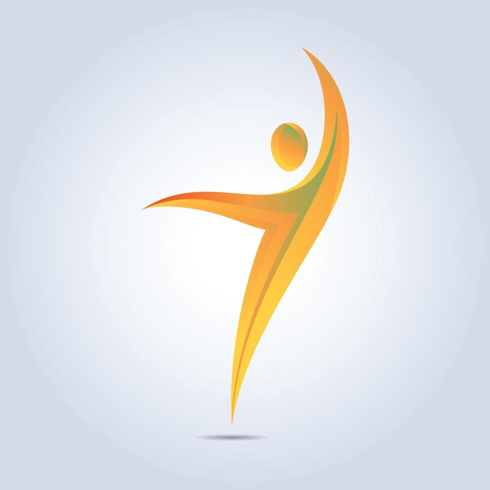 Human logo, sport logo with yellow gradient vector