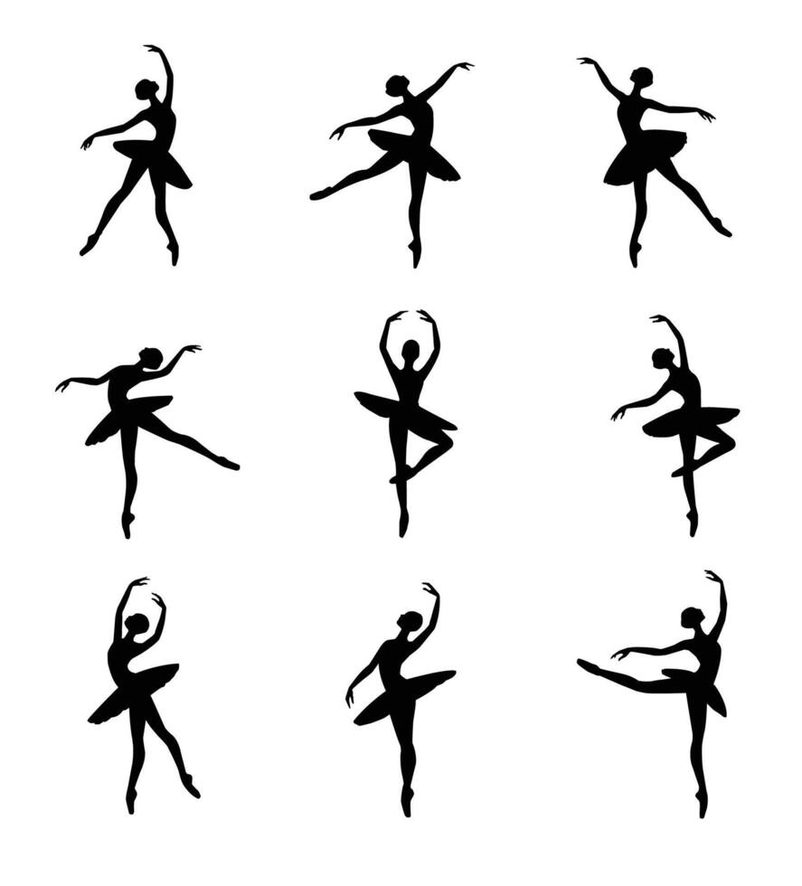 ballet dancers silhouettes isolated on white vector