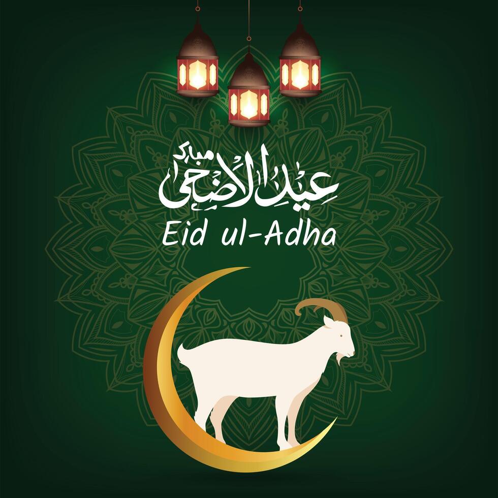 Eid al-Adha creative design, bakra eid social media banner with a green deep background vector