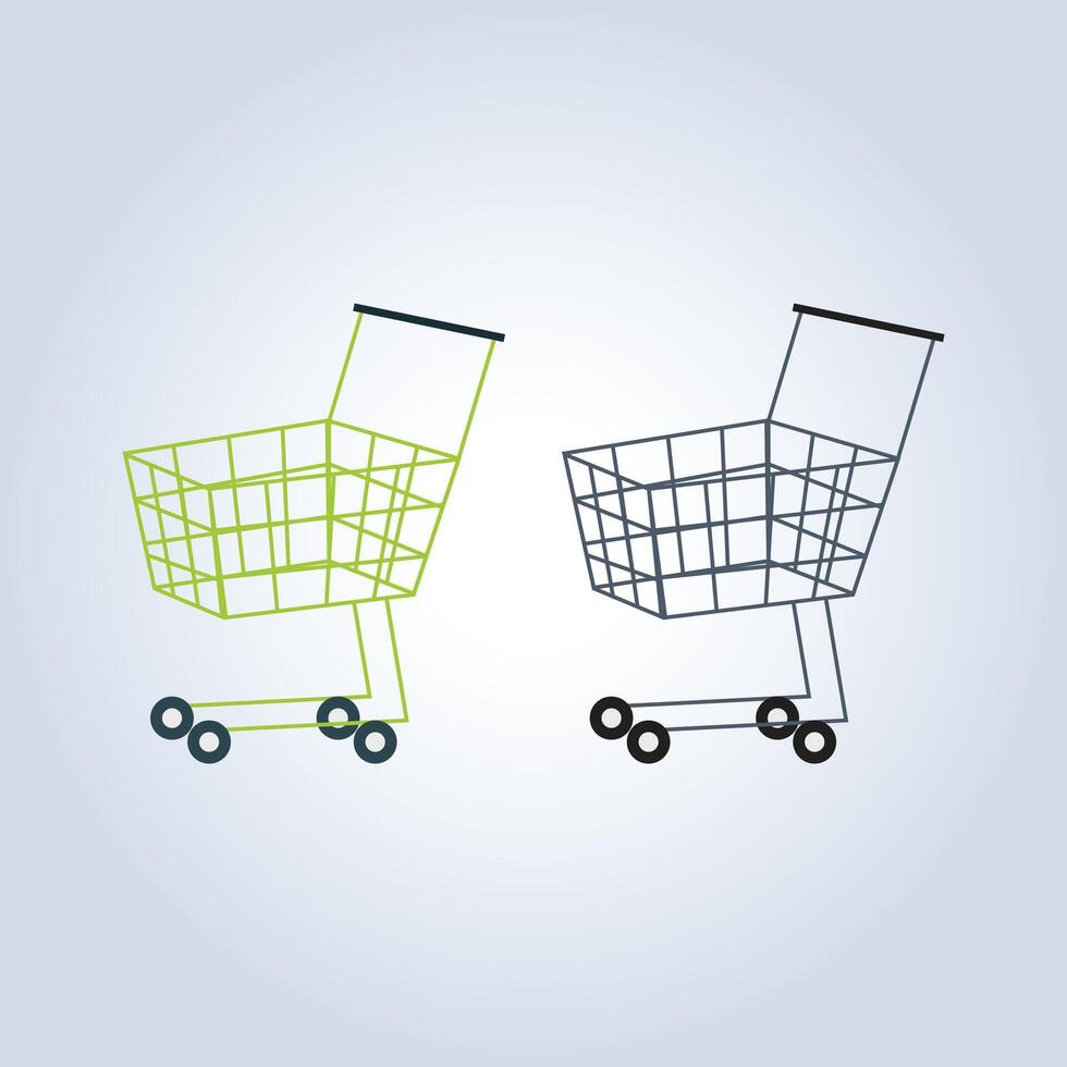 Shopping cart, grocery wheel design in different color vector