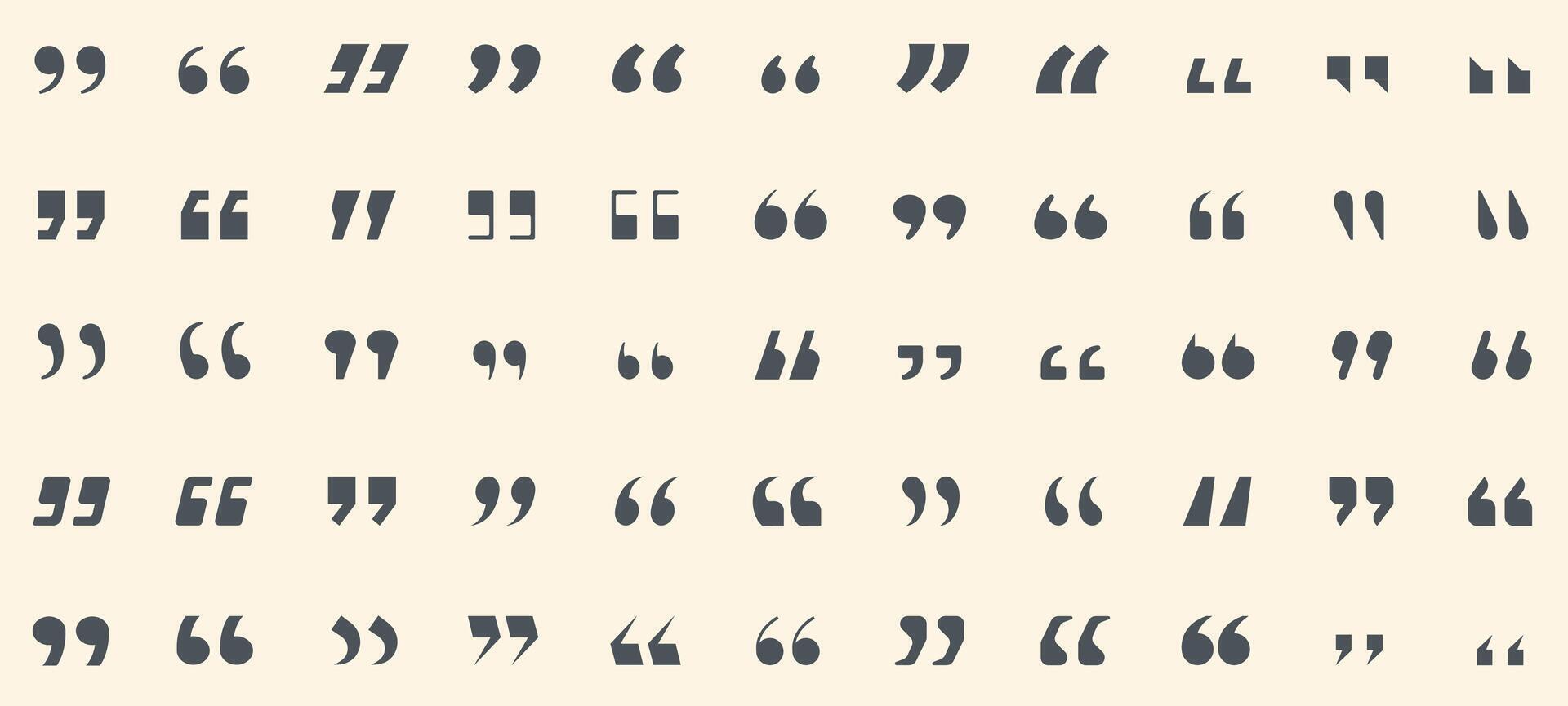 Quote icon. Quotation mark for speech, dialogue chat comment symbols for communication design, double comma. black quoted buttons isolated set vector
