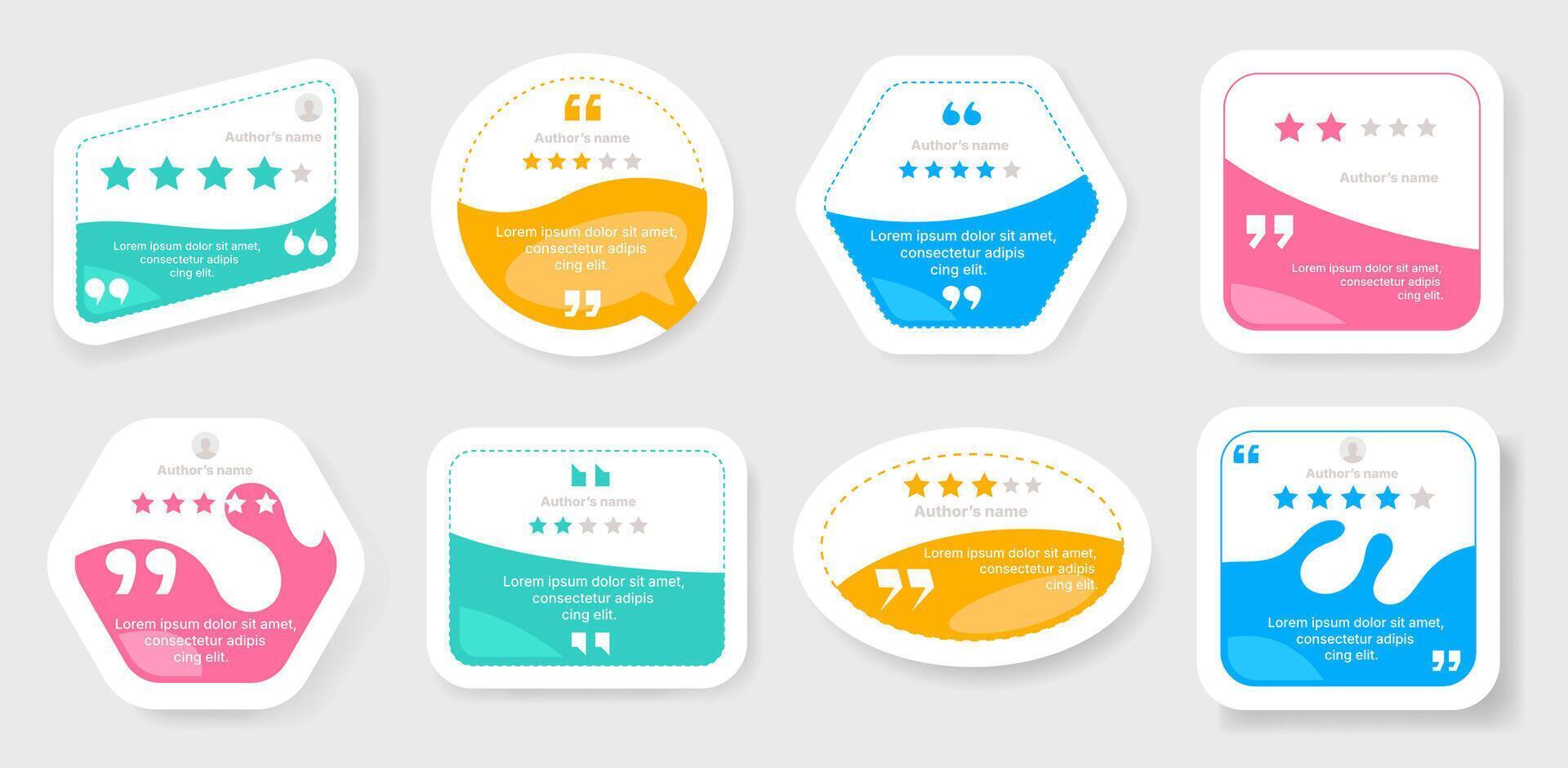 Quotes testimonial banner. Speech bubble quotation mark layout for feedback and testimony comment, creative infographic design element. web quotes set vector