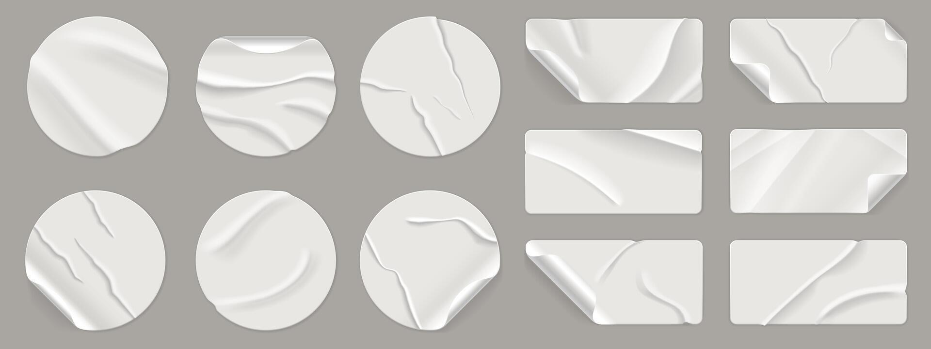 White textured design stickers and labels vector