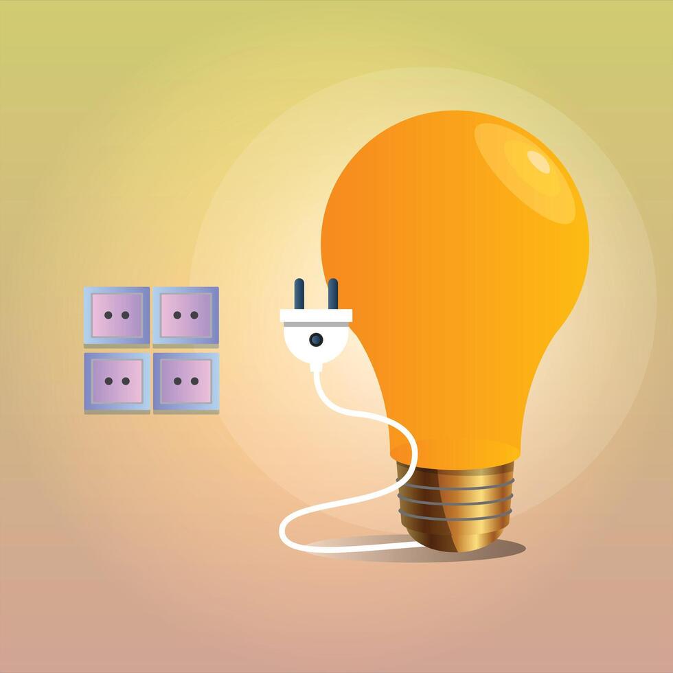 Yellow bulb and socket design for a creative social media template with an abstract background vector