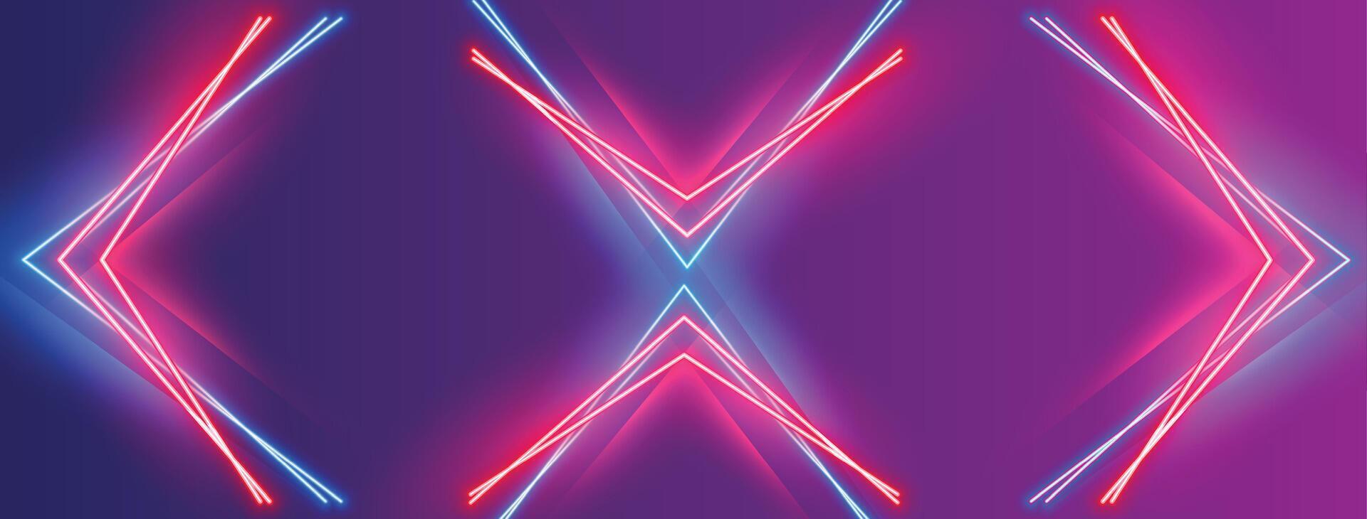 Neon glowing light line design with dark purple gradient background vector