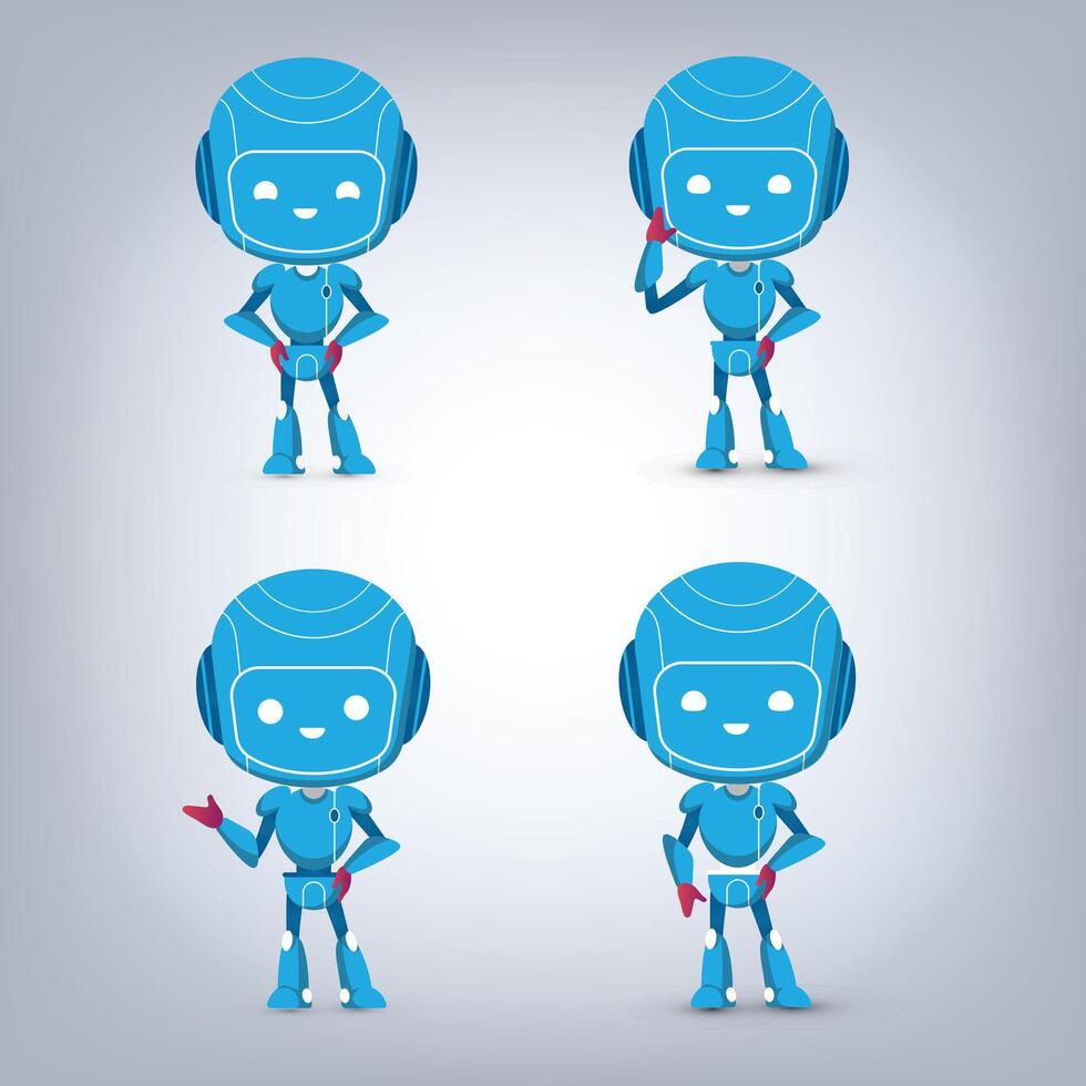 Robot in blue color with hand gestures design art vector