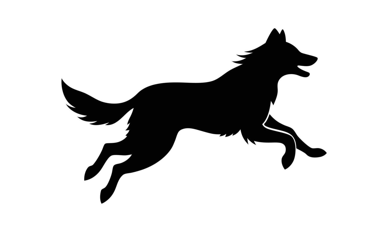 Running wolf silhouette canine animal graphic vector