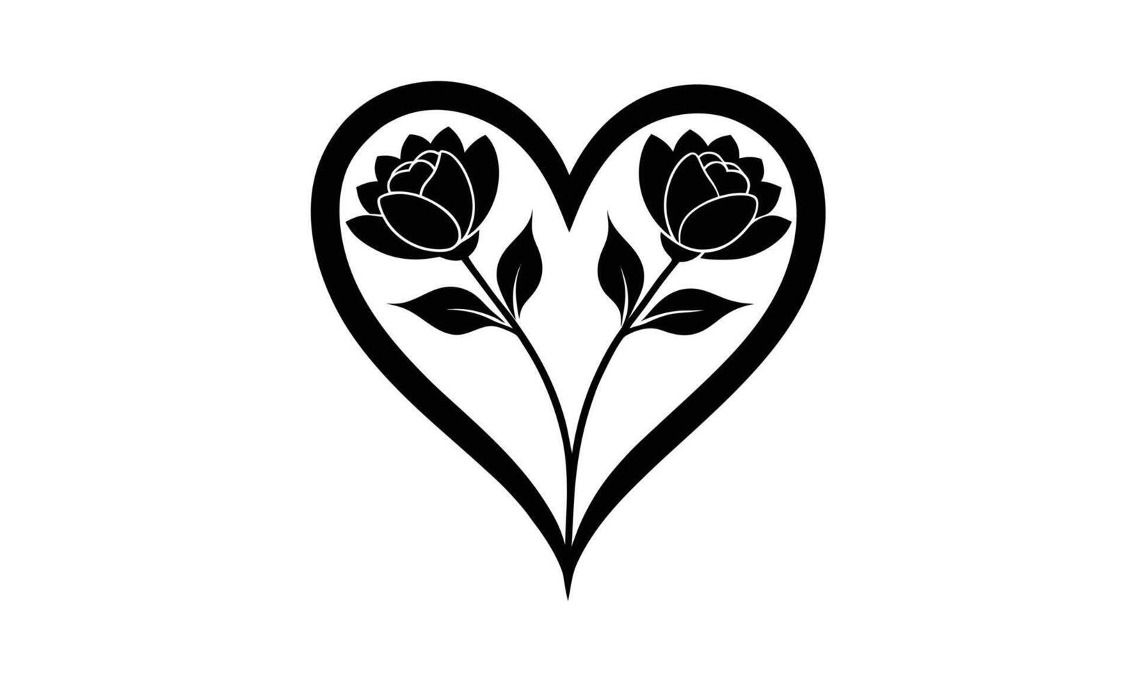 Two roses blooming inside a heart vector