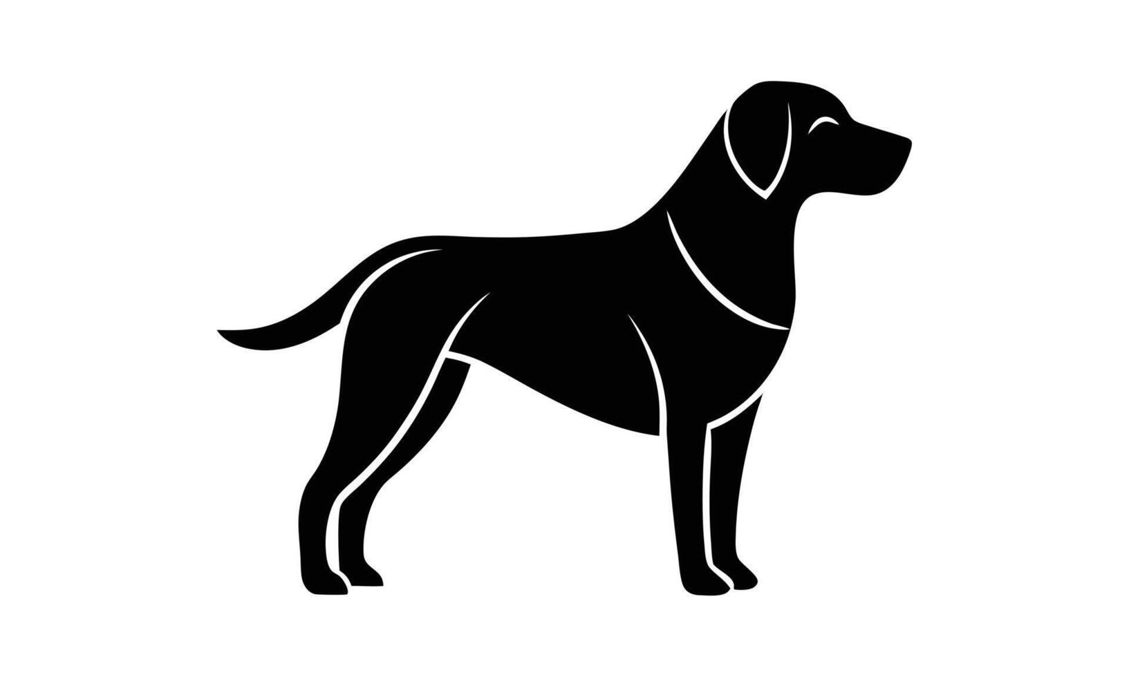 Elegant black labrador retriever dog silhouette vector
