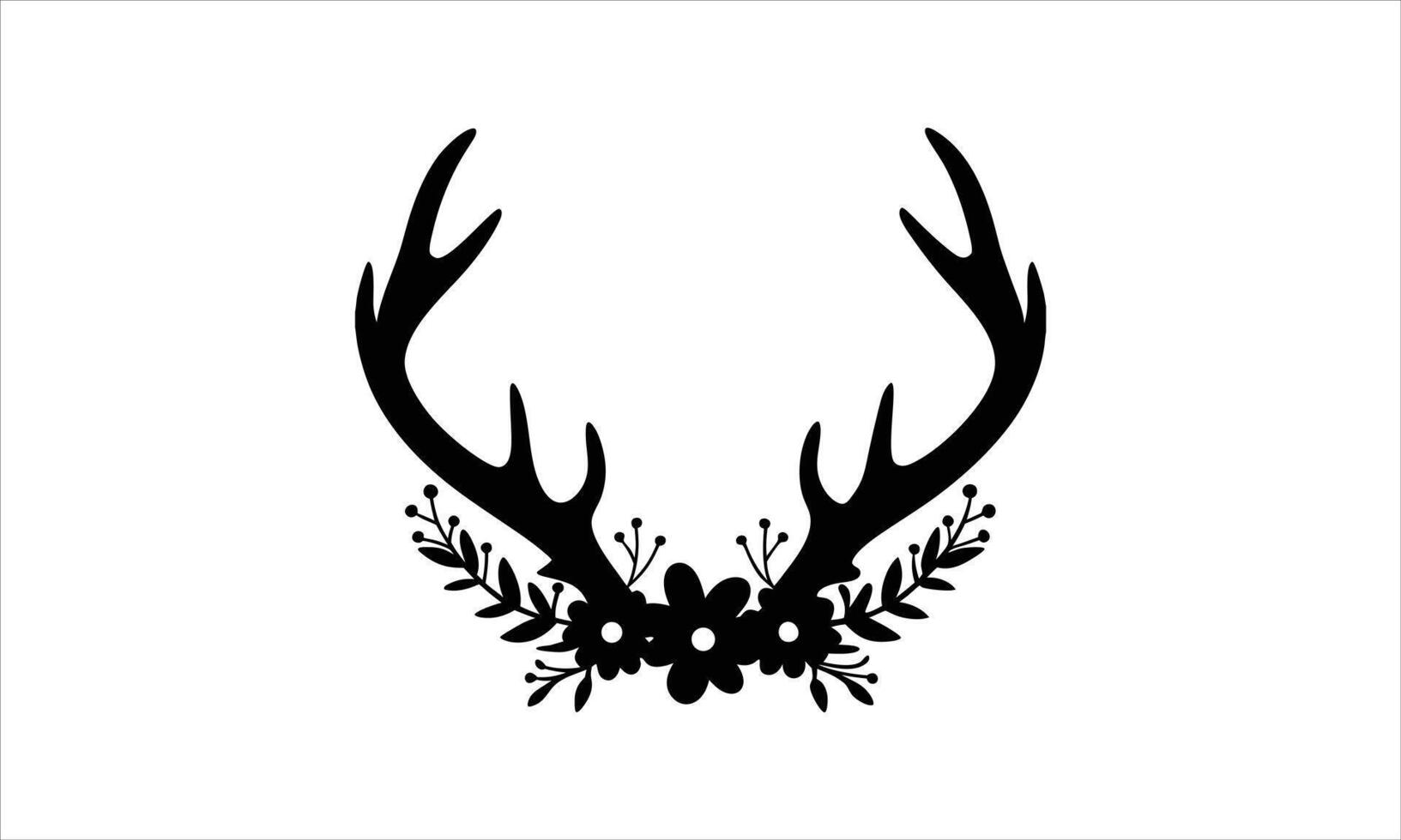Elegant deer antlers with floral wreath design vector