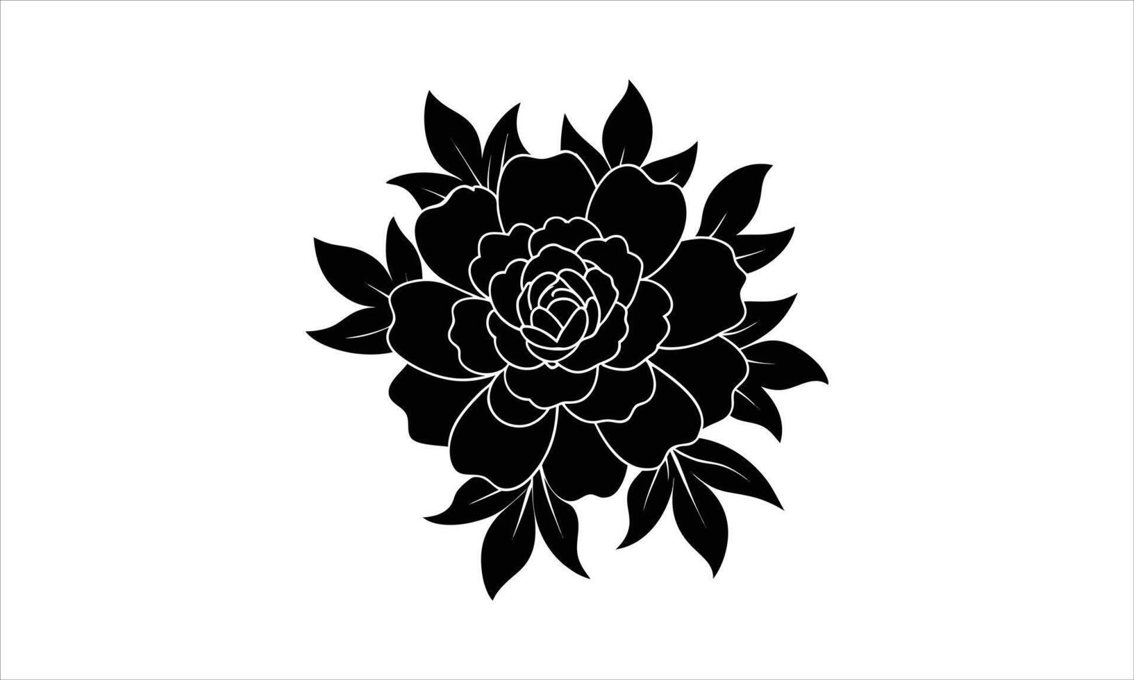Black and white floral illustration elegant peony design vector
