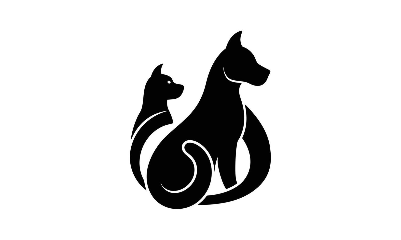 Dog and cat silhouette best friends forever vector