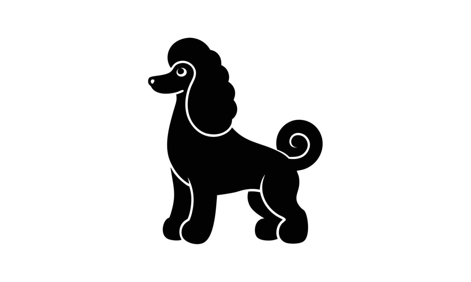 Elegant black poodle silhouette dog breed icon vector