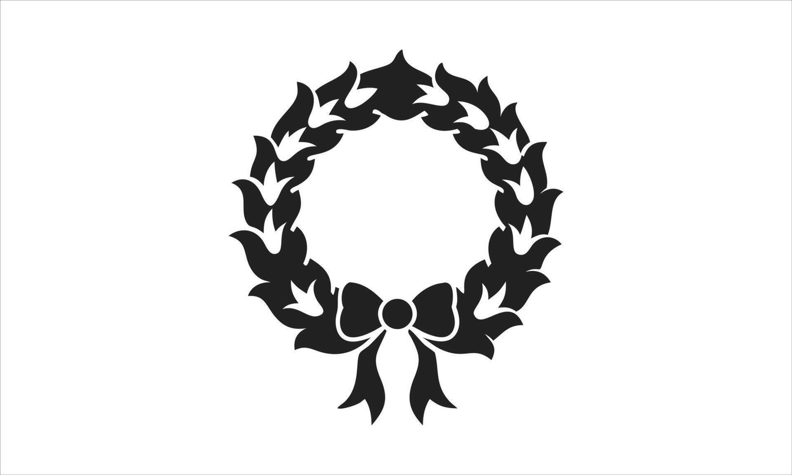Elegant black wreath with bow design element vector