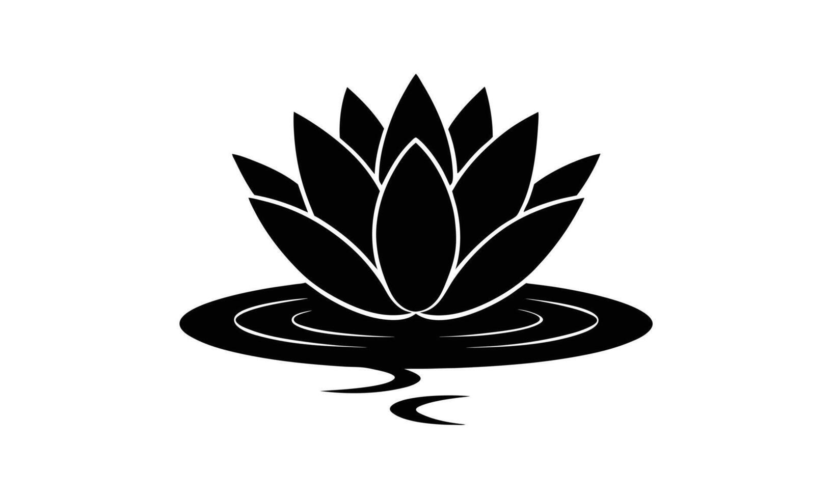 Elegant black lotus flower water lily pond icon vector