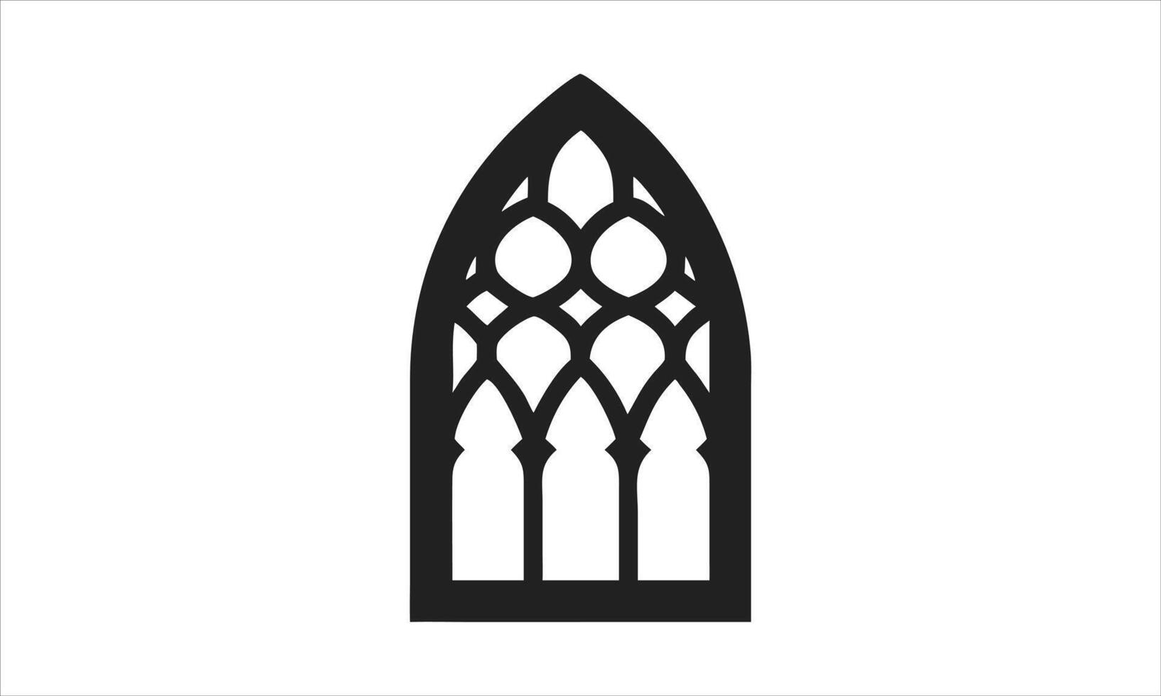 Gothic arch window design black and white vector