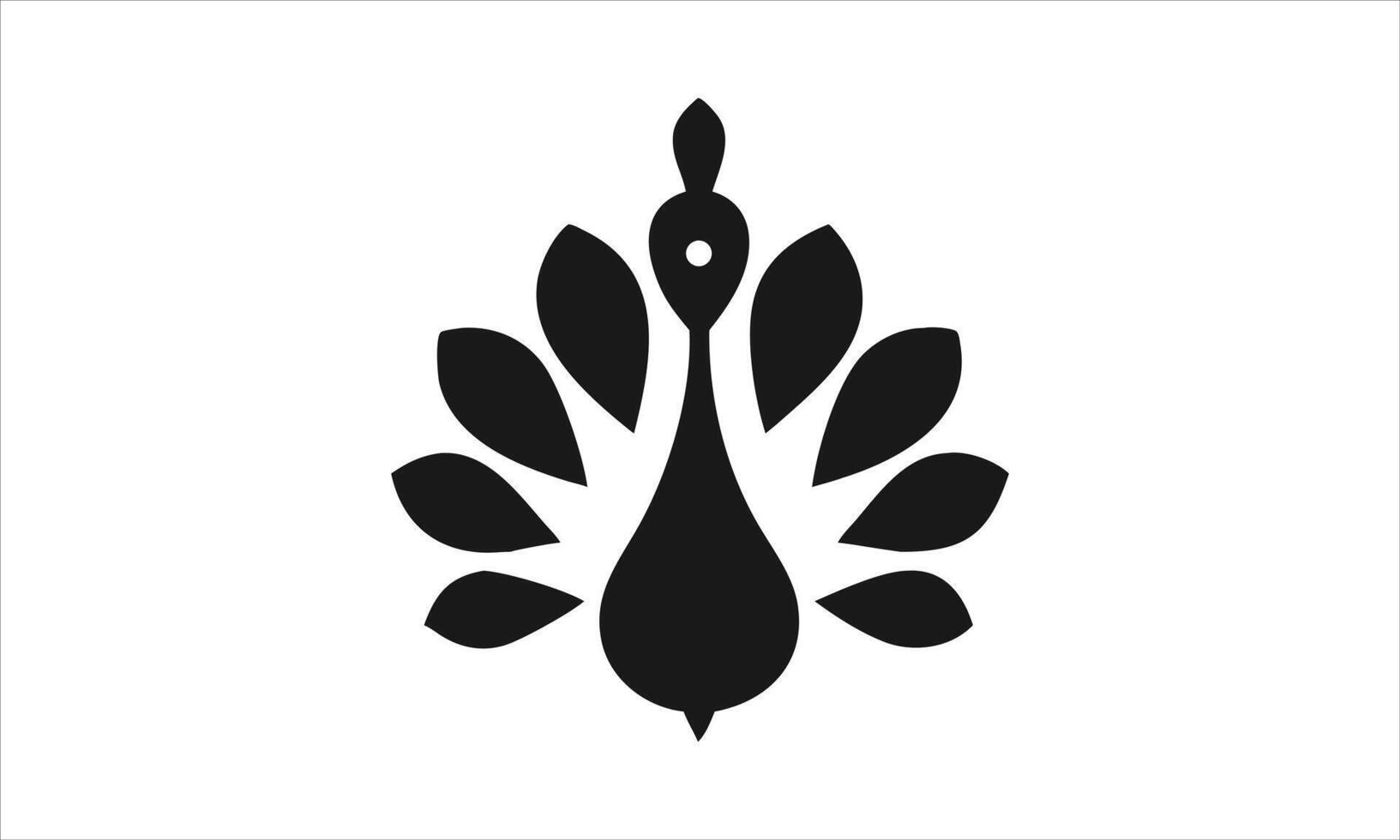 Elegant black peacock silhouette design logo vector