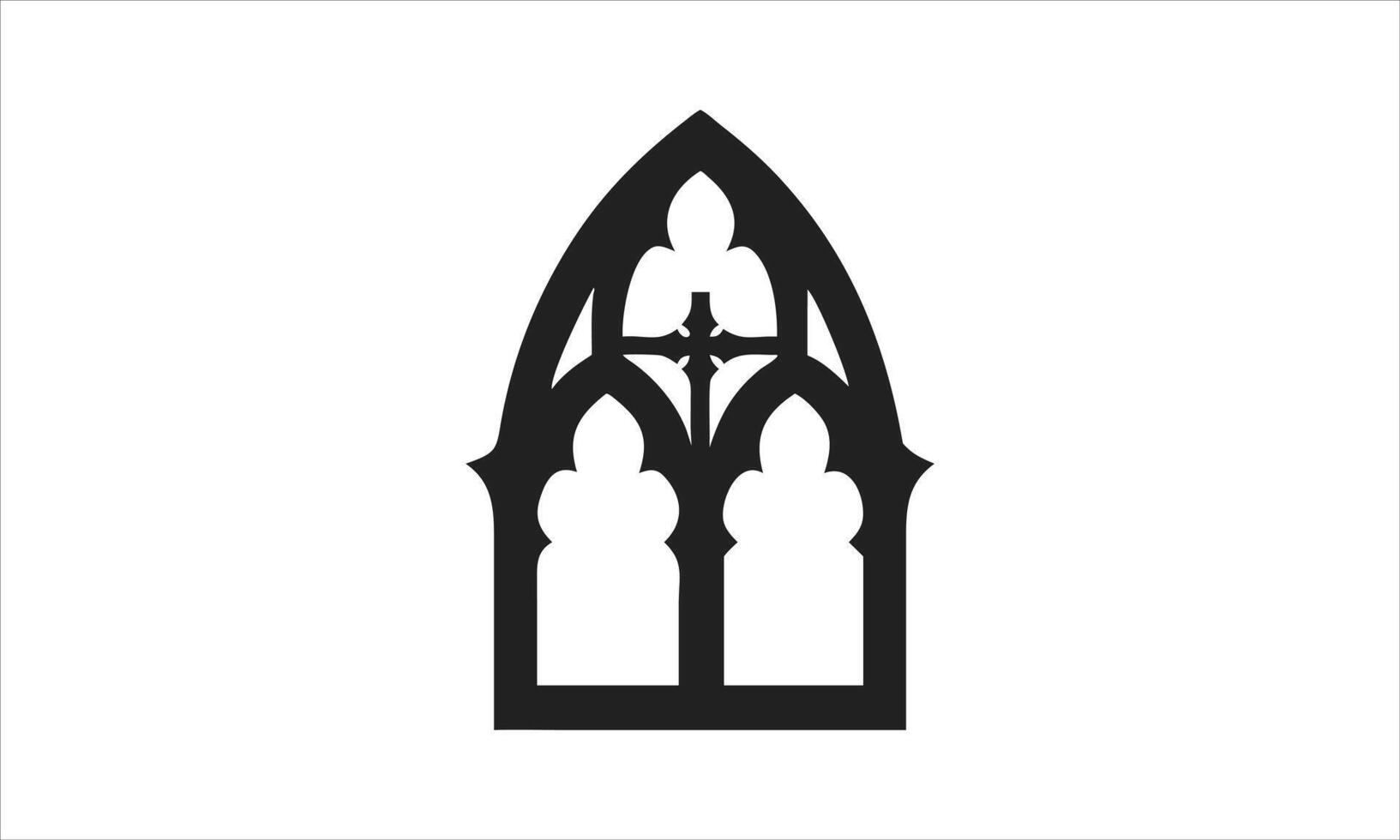 Gothic arch window design church architecture element vector