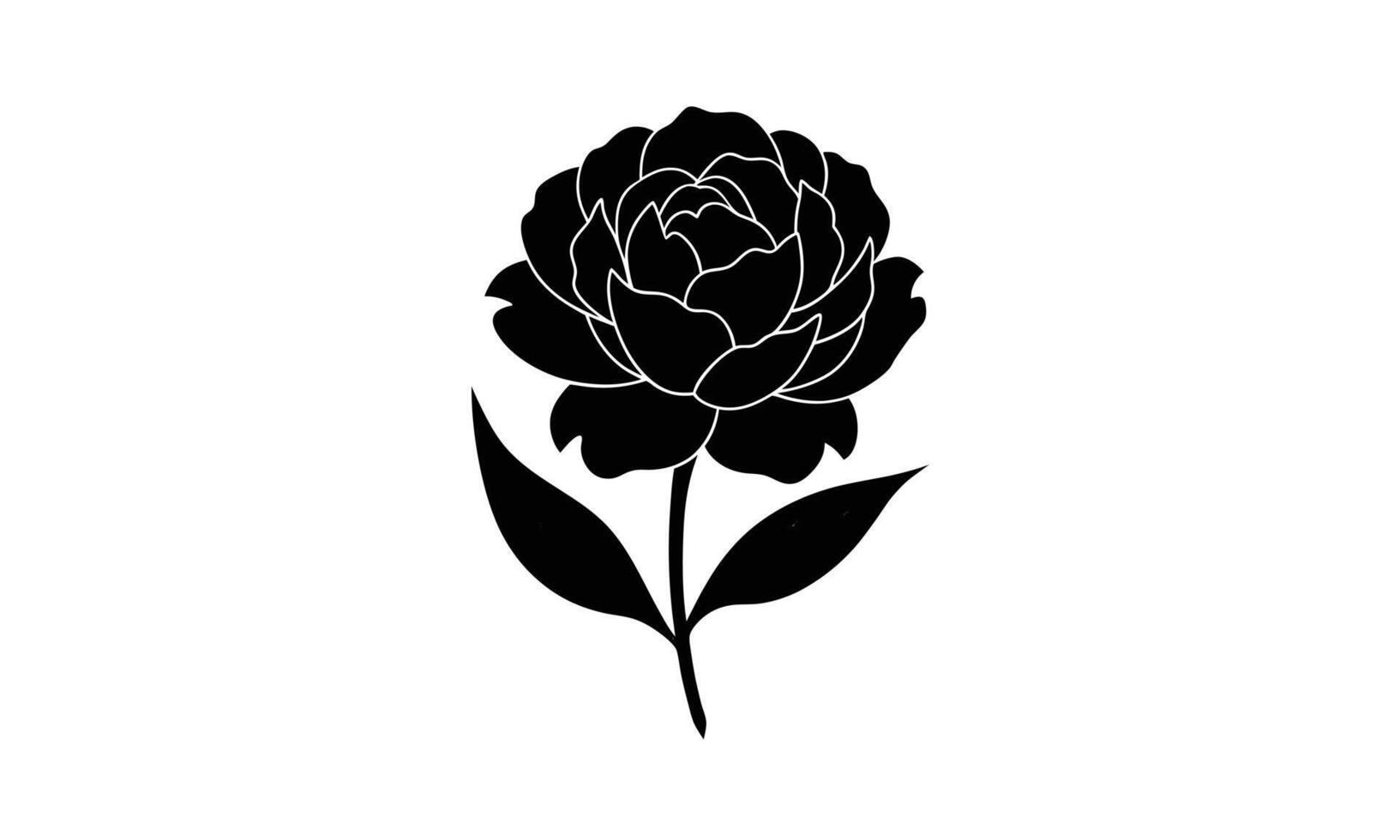 Elegant black silhouette peony flower design vector