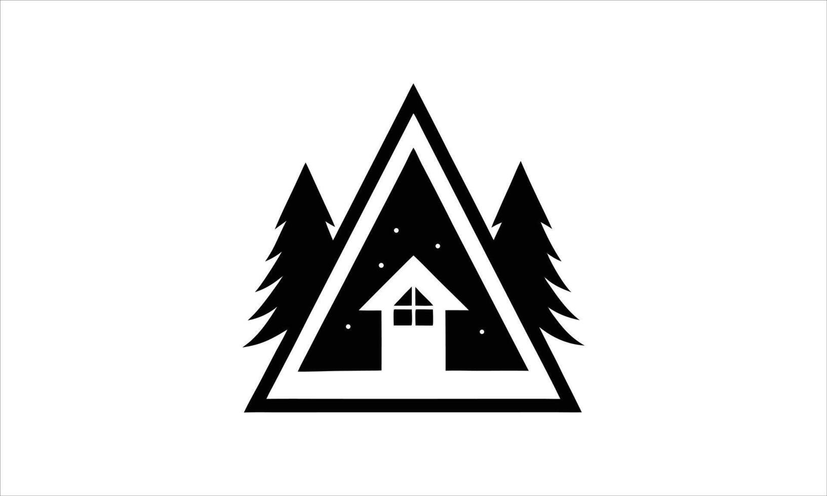 Mountain cabin winter lodge snowy trees a frame vector