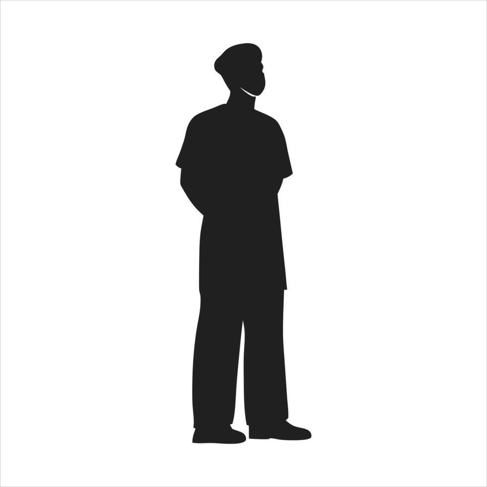 Silhouette of a doctor in scrubs and mask vector
