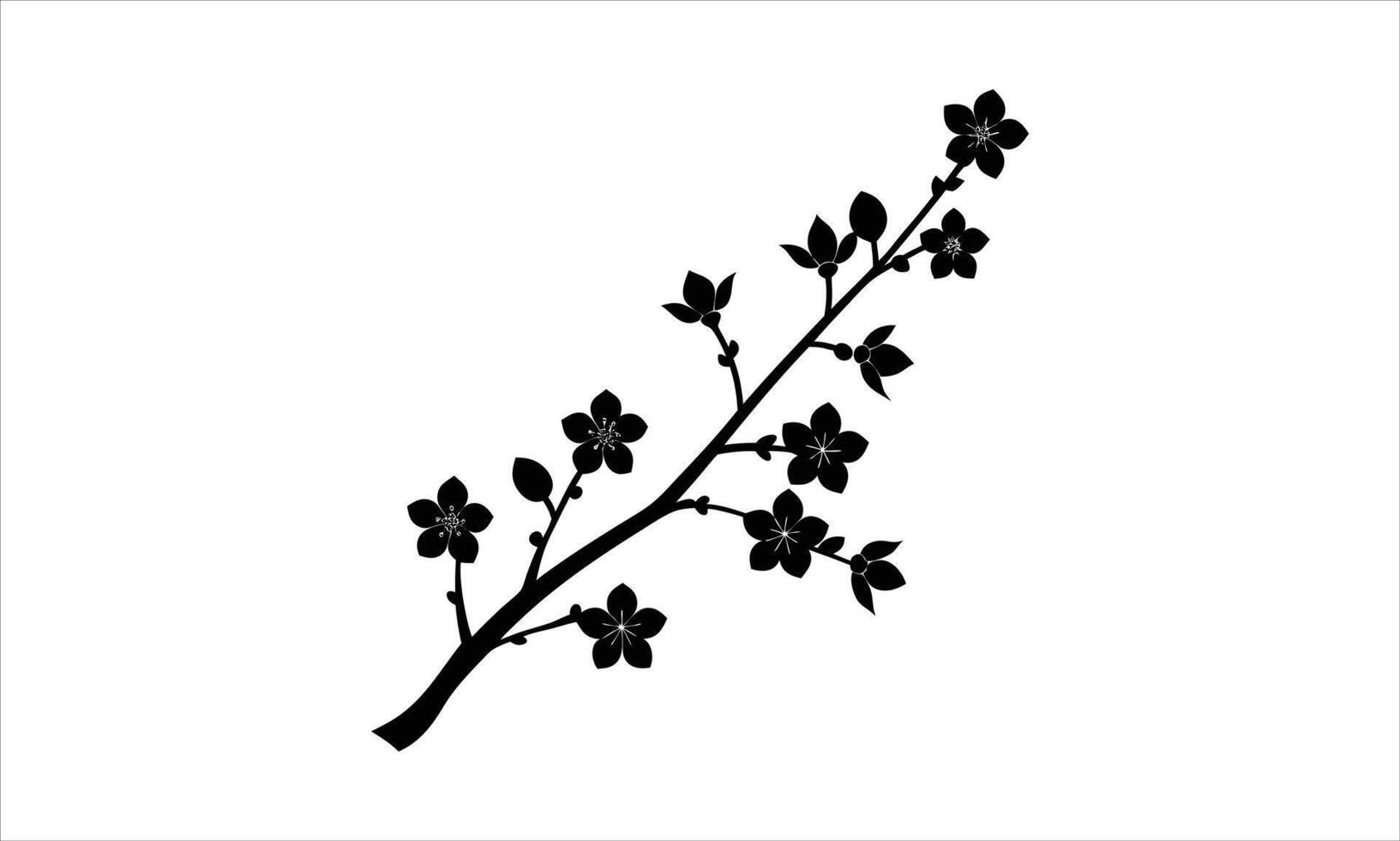 Elegant black silhouette branch spring blossoms vector