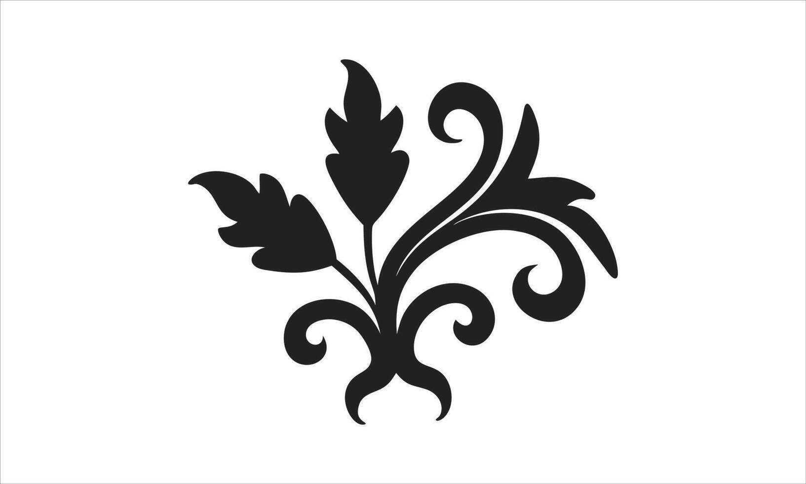 Elegant black floral design element swirl leaves vector