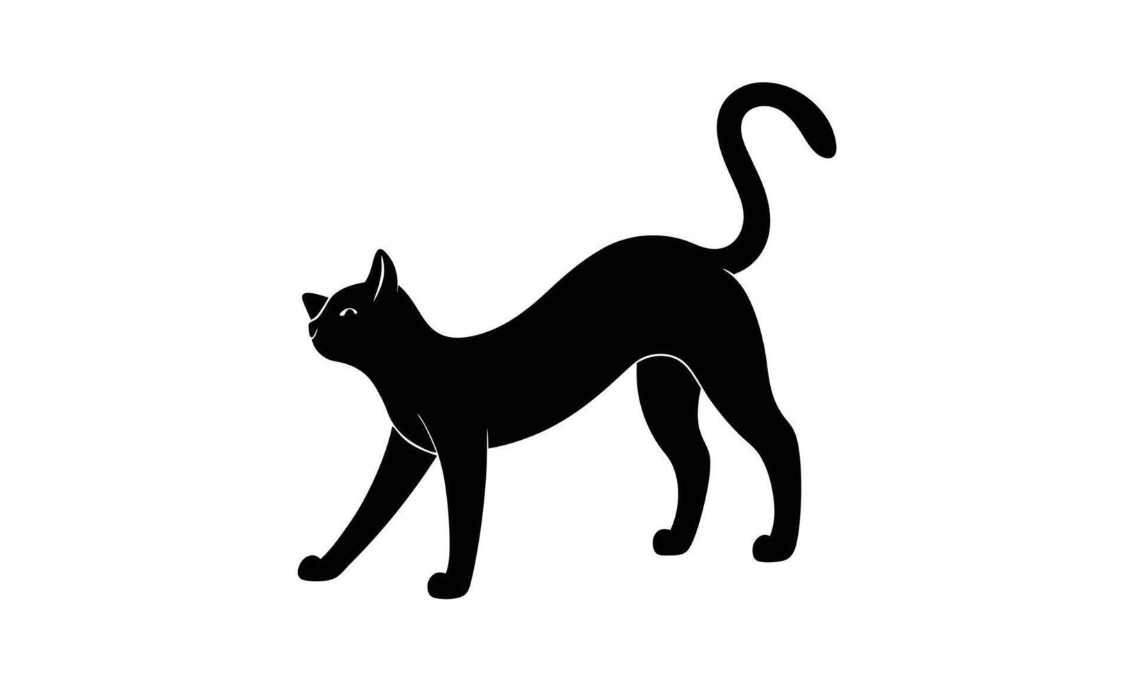 Black cat silhouette elegant strolling pose vector